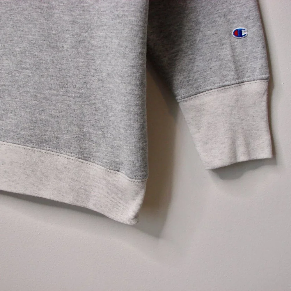 Champion Gray Crewneck Sweatshirt Cream Trim Fleece Logo Plus Size 2X - Picture 11 of 15